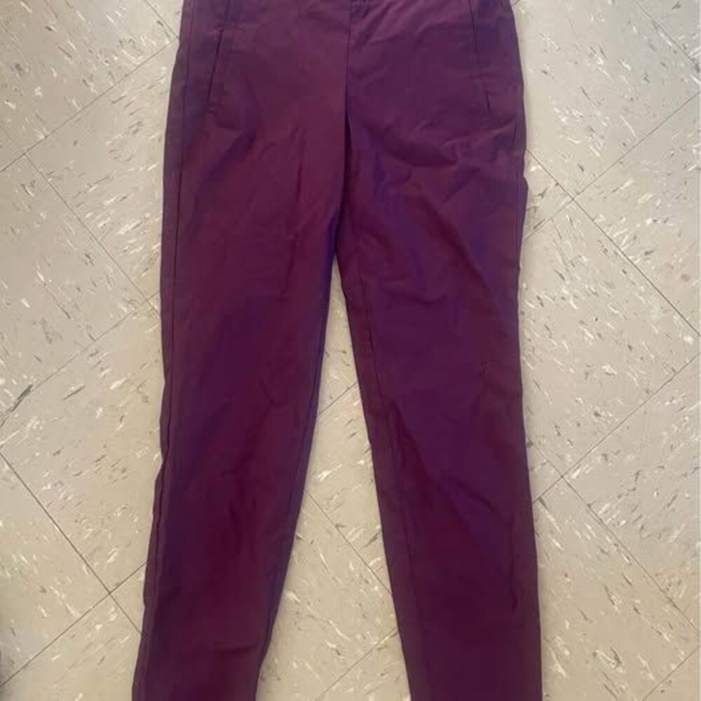 Women’s Elle Stretch Maroon Burgundy Dress Pants, Mid Rise Slim Fit, Size XS